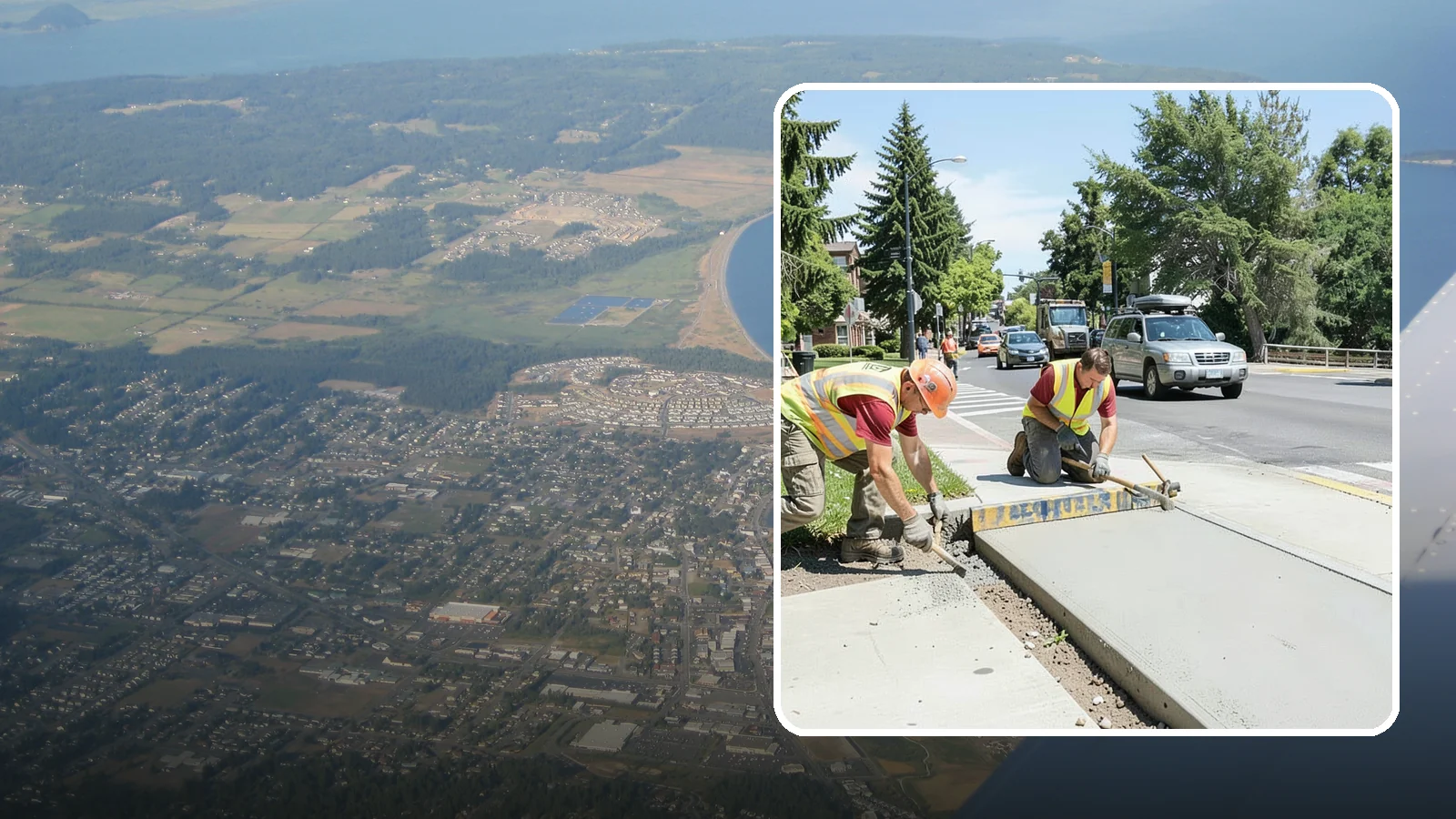 Curb Ramp Construction in Oak Harbor, Island County, WA - ADA-compliant curb ramp construction that brings pedestrian crossings into current PROWAG and city standard conformance.