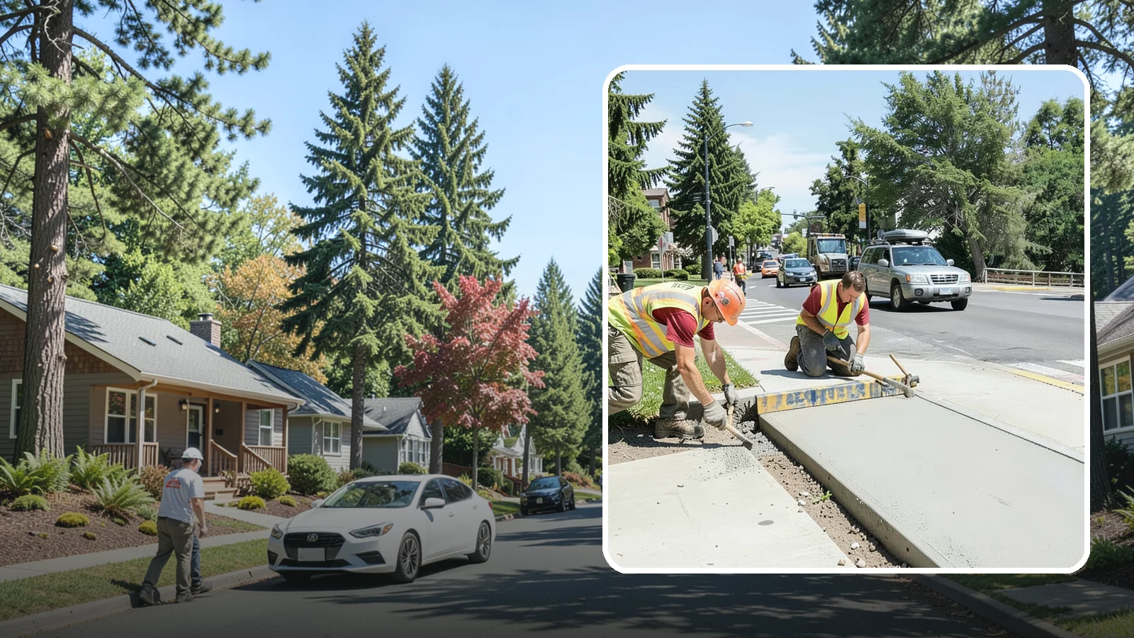 Curb Ramp Construction in Orting, Pierce County, WA - ADA-compliant curb ramp construction that brings pedestrian crossings into current PROWAG and city standard conformance.