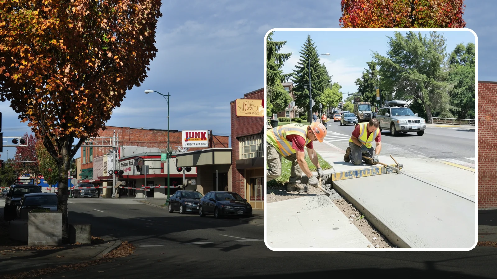 Curb Ramp Construction in Puyallup, Pierce County, WA - ADA-compliant curb ramp construction that brings pedestrian crossings into current PROWAG and city standard conformance.