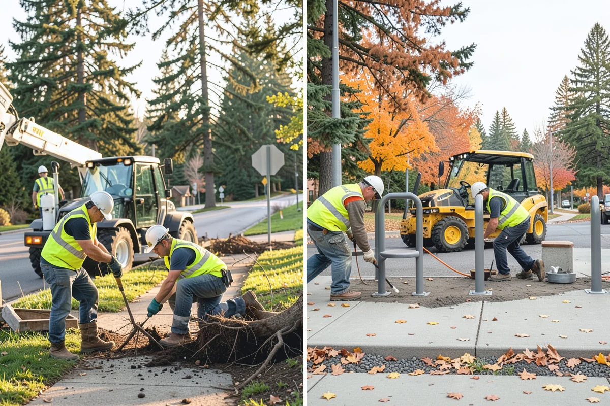 Curb Ramp Construction in Roy, Pierce County, WA - Survey existing grades and confirm ramp type against the standard plan
