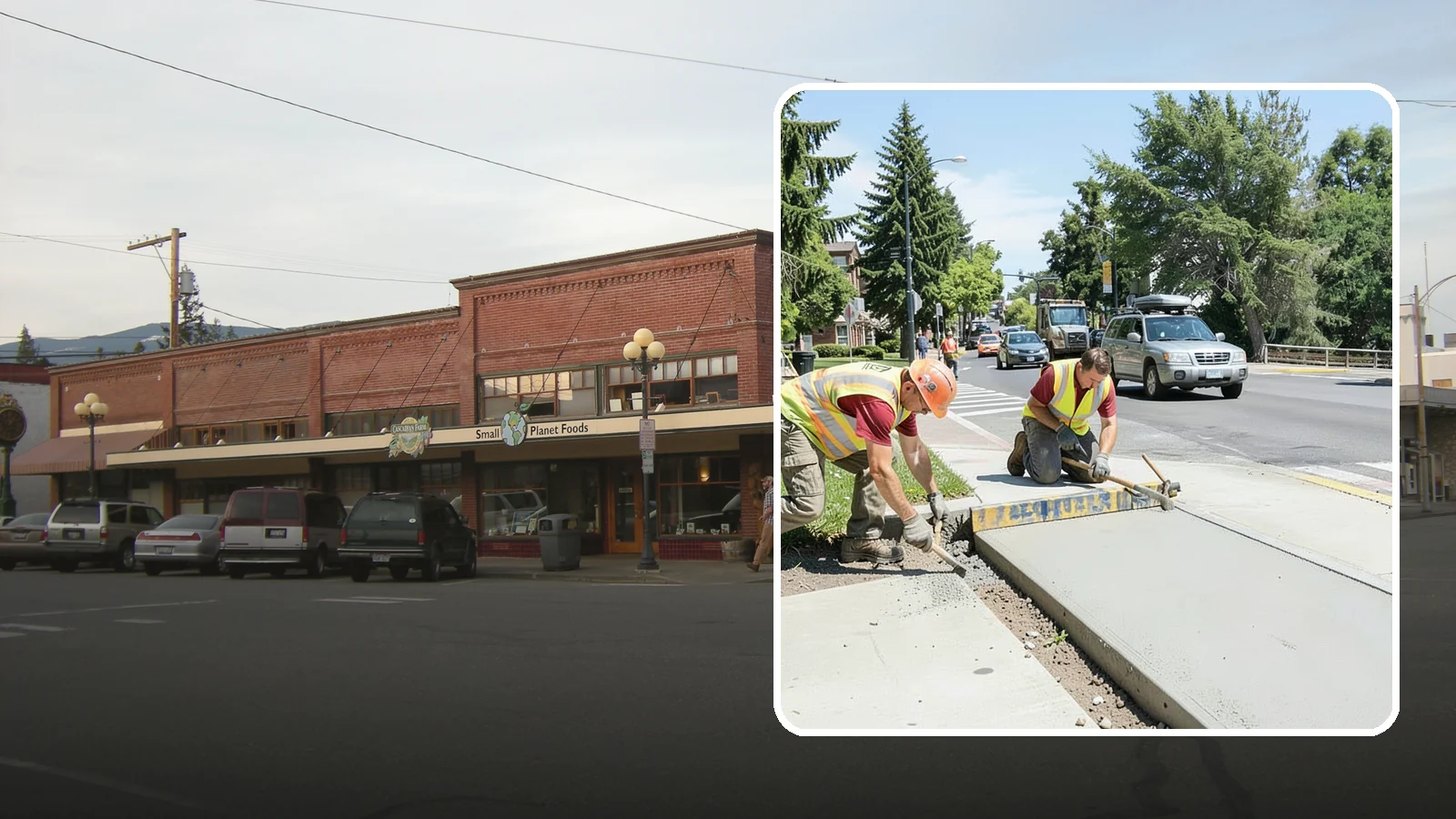 Curb Ramp Construction in Sedro-Woolley, Skagit County, WA - ADA-compliant curb ramp construction that brings pedestrian crossings into current PROWAG and city standard conformance.