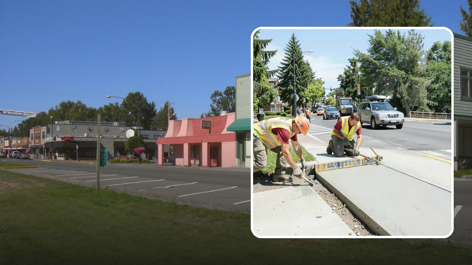 Curb Ramp Construction in Snoqualmie, King County, WA - ADA-compliant curb ramp construction that brings pedestrian crossings into current PROWAG and city standard conformance.