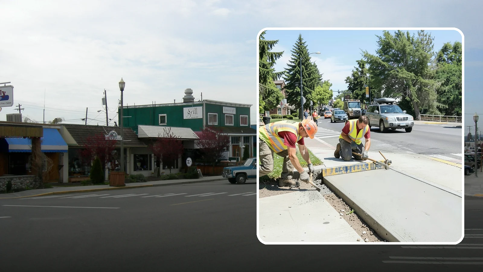 Curb Ramp Construction in Stanwood, Snohomish County, WA - ADA-compliant curb ramp construction that brings pedestrian crossings into current PROWAG and city standard conformance.