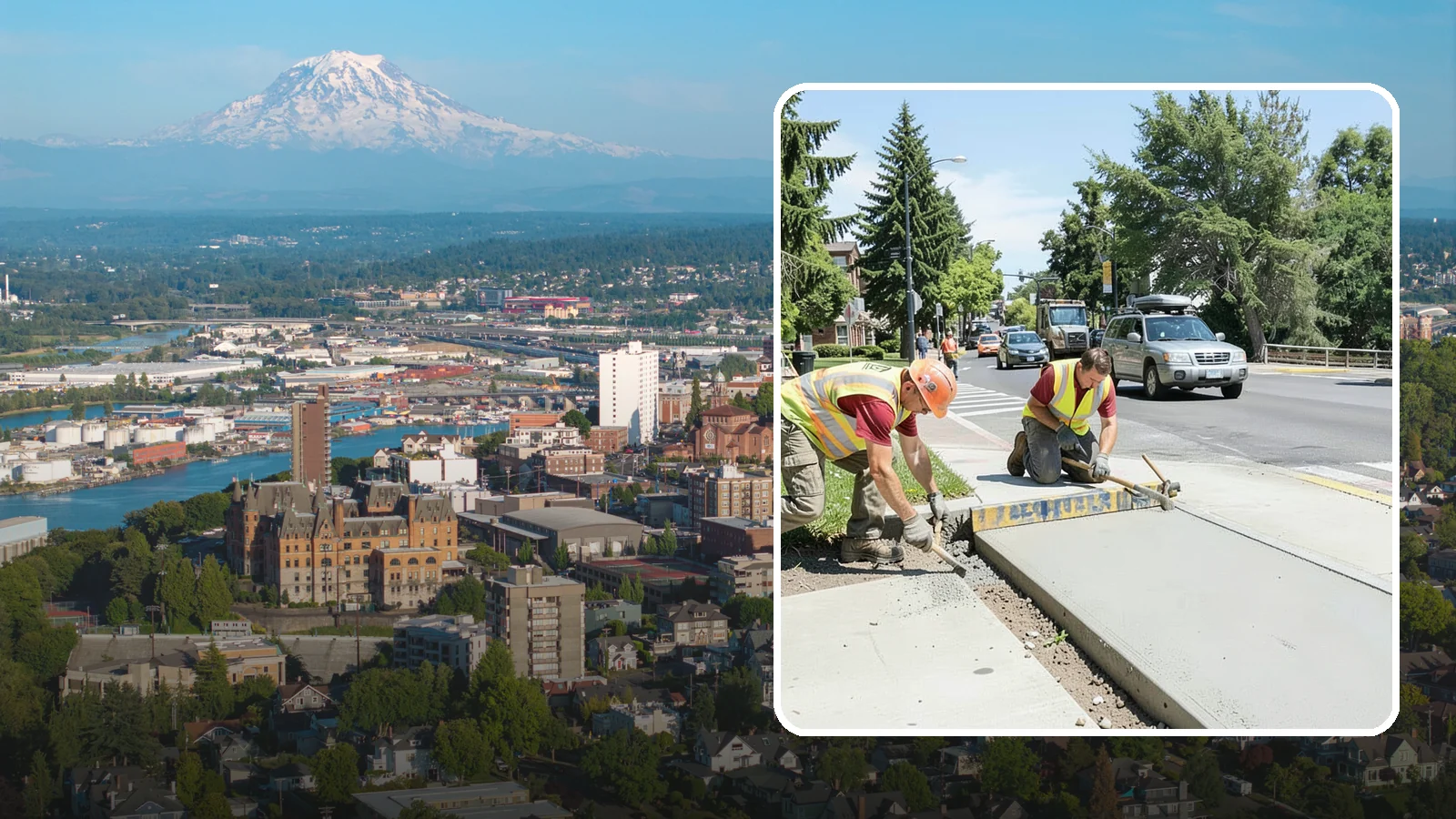 Curb Ramp Construction in Tacoma, Pierce County, WA - ADA-compliant curb ramp construction that brings pedestrian crossings into current PROWAG and city standard conformance.