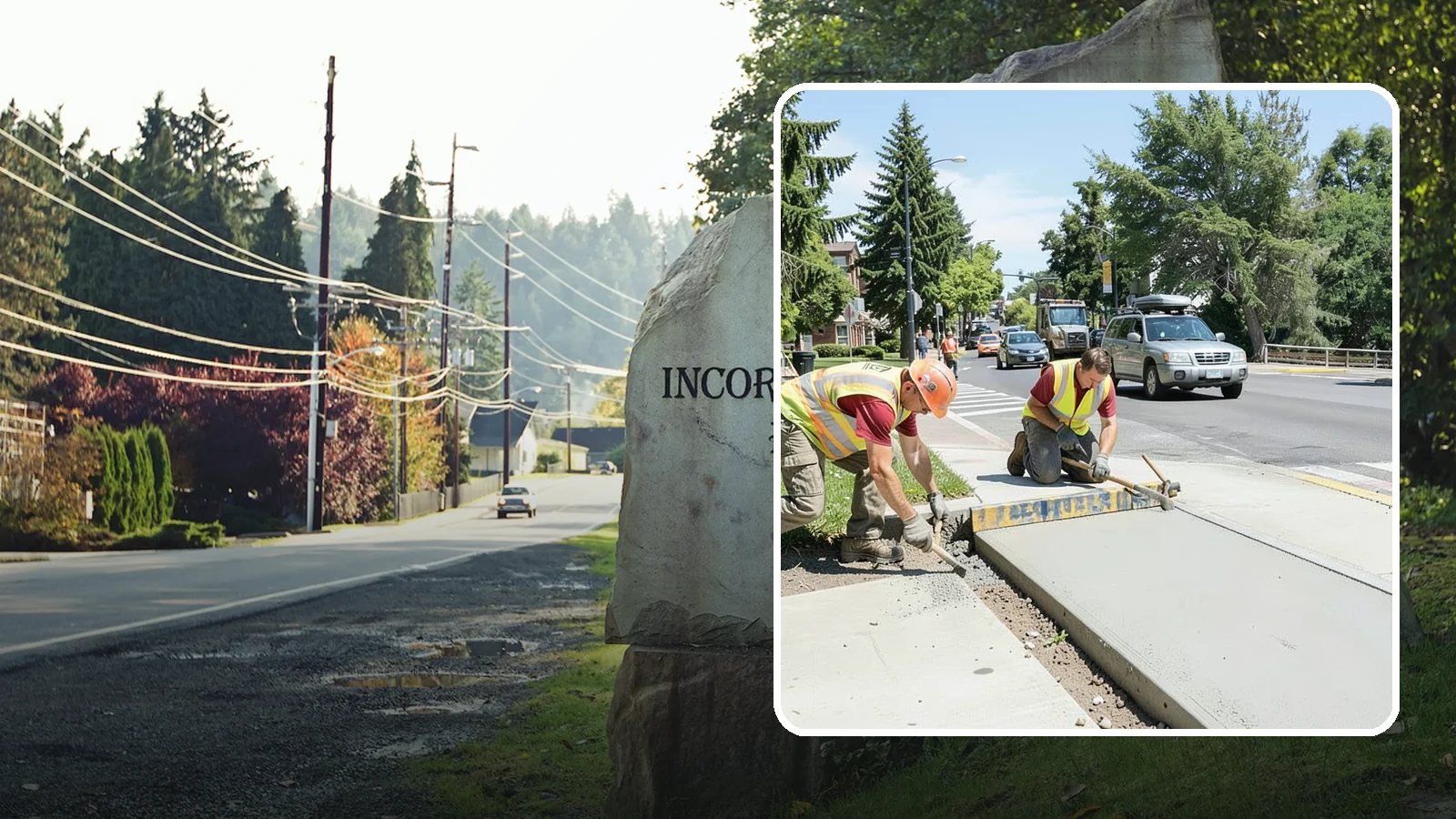 Curb Ramp Construction in Wilkeson, Pierce County, WA - ADA-compliant curb ramp construction that brings pedestrian crossings into current PROWAG and city standard conformance.