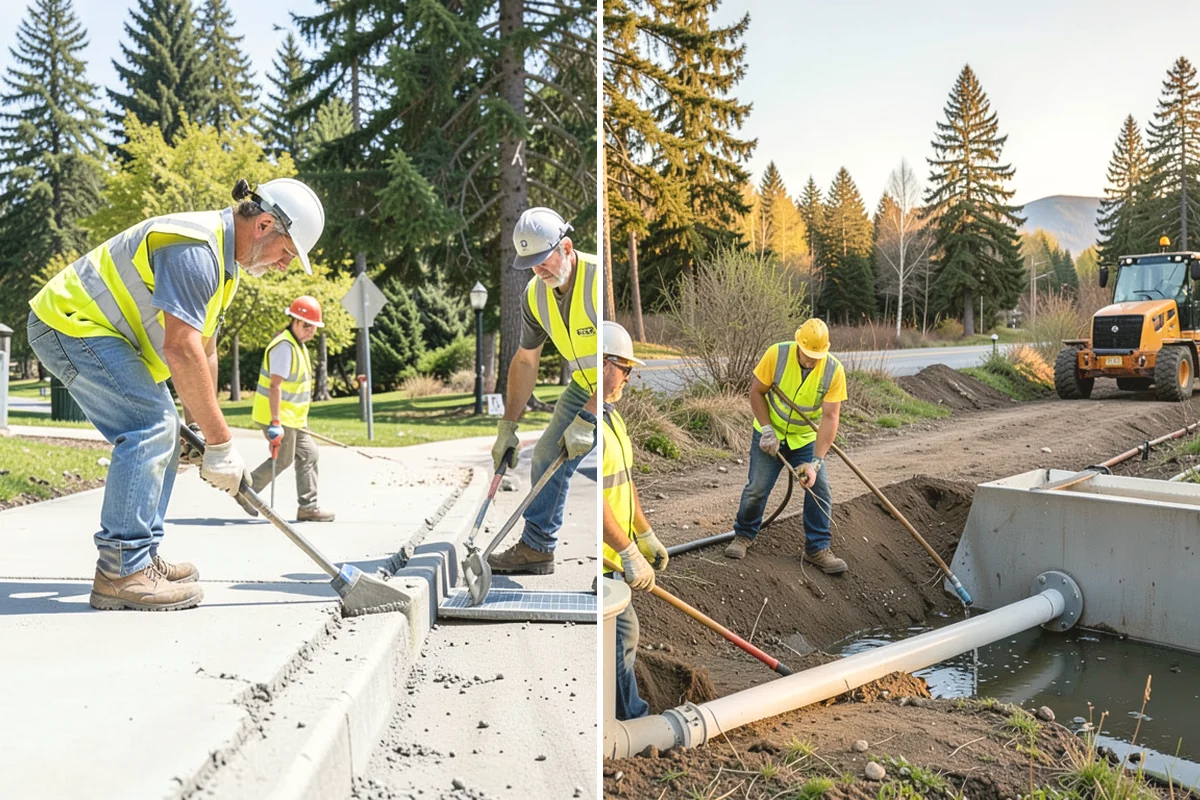 Curb Ramp Construction in Yarrow Point, King County, WA - Survey existing grades and confirm ramp type against the standard plan