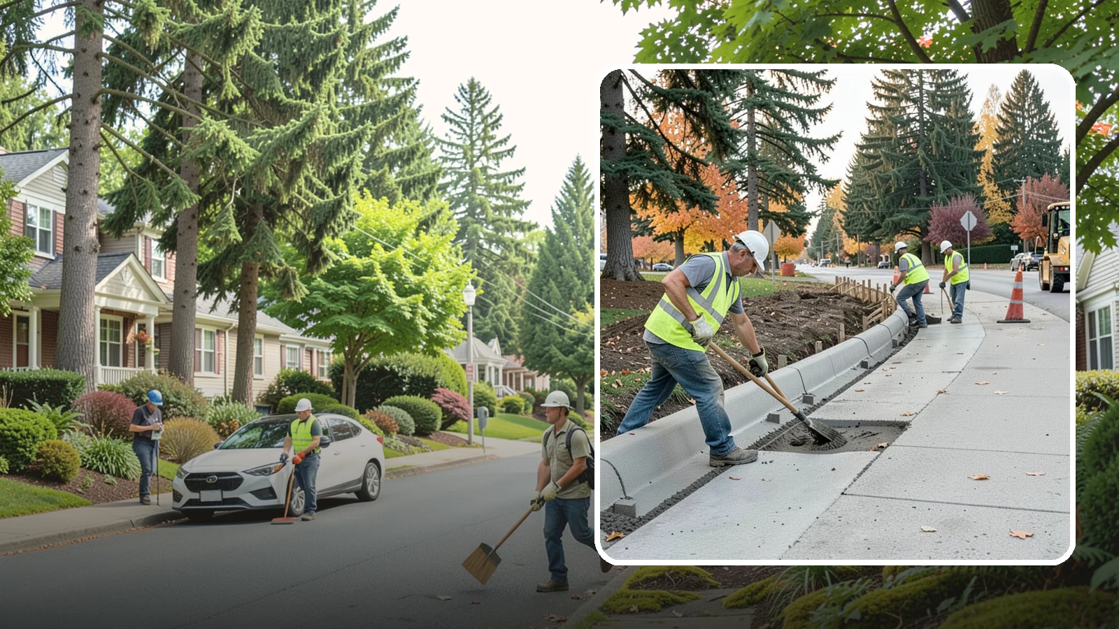 Curb Repairs in Beaux Arts Village, King County, WA - Curb and gutter repairs that restore drainage flow lines, edge protection, and roadway definition.