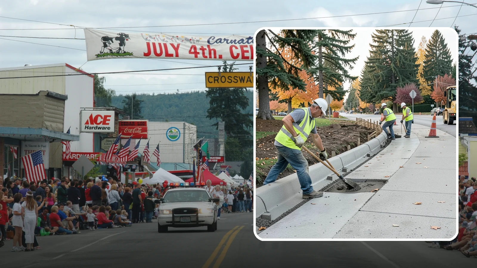 Curb Repairs in Carnation, King County, WA - Curb and gutter repairs that restore drainage flow lines, edge protection, and roadway definition.