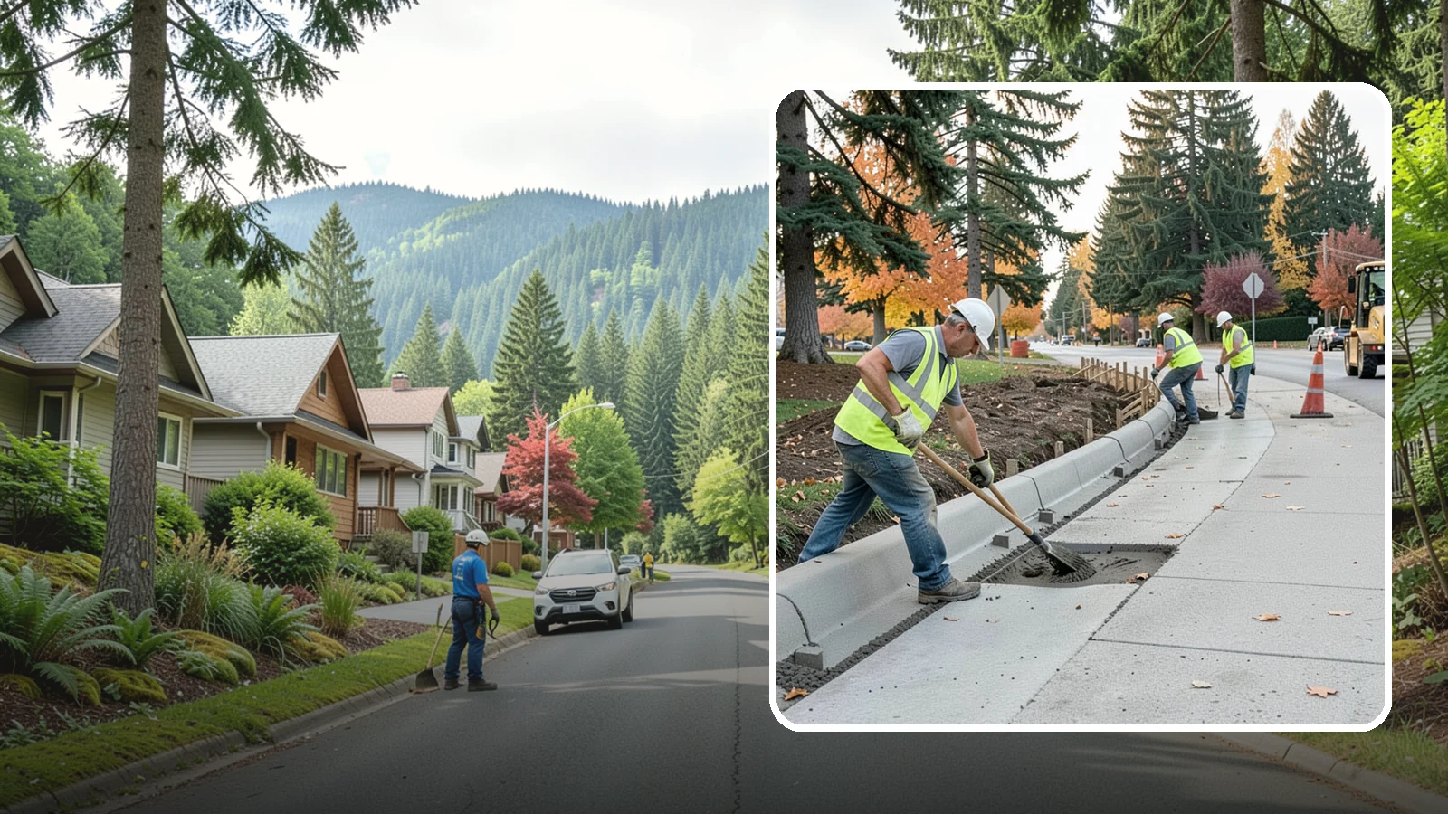 Curb Repairs in Darrington, Snohomish County, WA - Curb and gutter repairs that restore drainage flow lines, edge protection, and roadway definition.