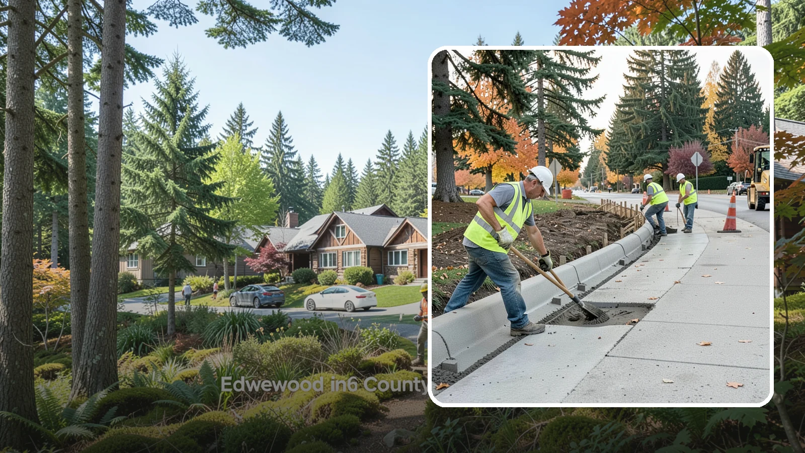 Curb Repairs in Edgewood, Pierce County, WA - Curb and gutter repairs that restore drainage flow lines, edge protection, and roadway definition.