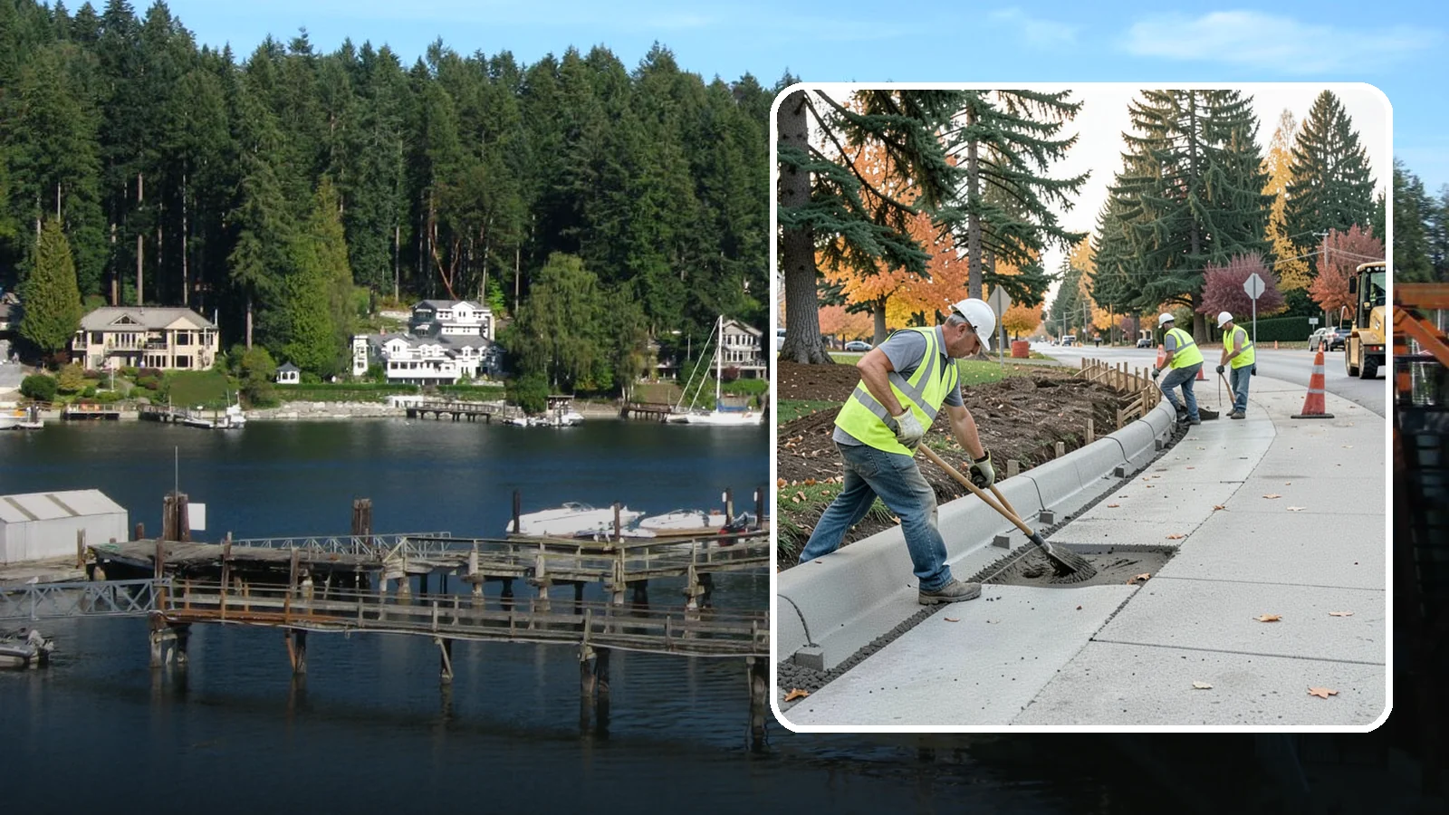 Curb Repairs in Gig Harbor, Pierce County, WA - Curb and gutter repairs that restore drainage flow lines, edge protection, and roadway definition.