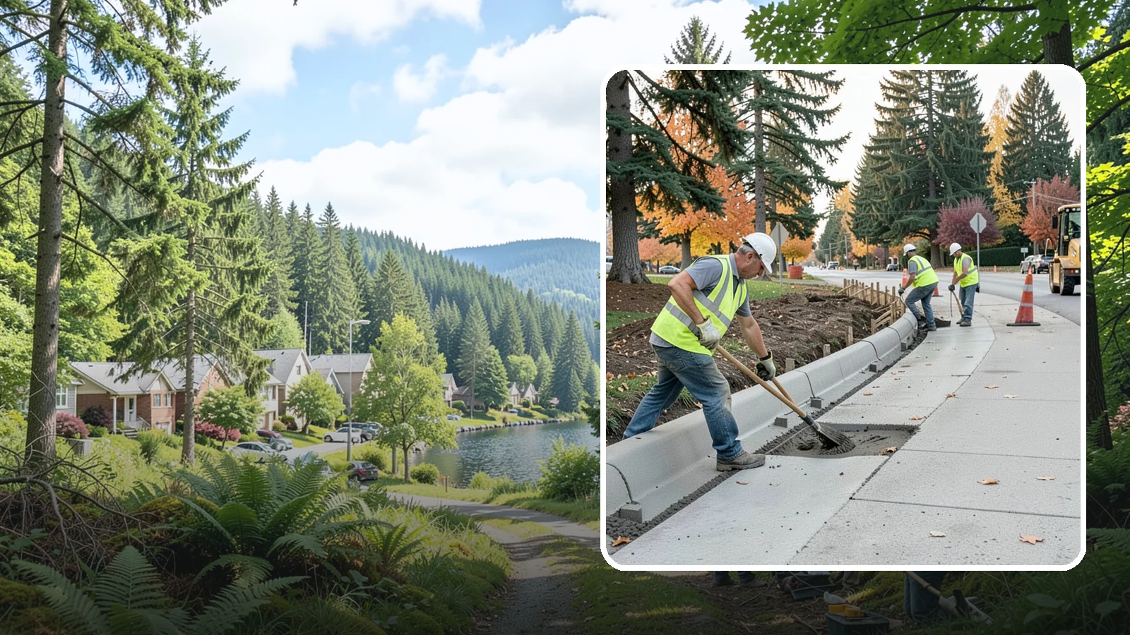 Curb Repairs in Lake Forest Park, King County, WA - Curb and gutter repairs that restore drainage flow lines, edge protection, and roadway definition.
