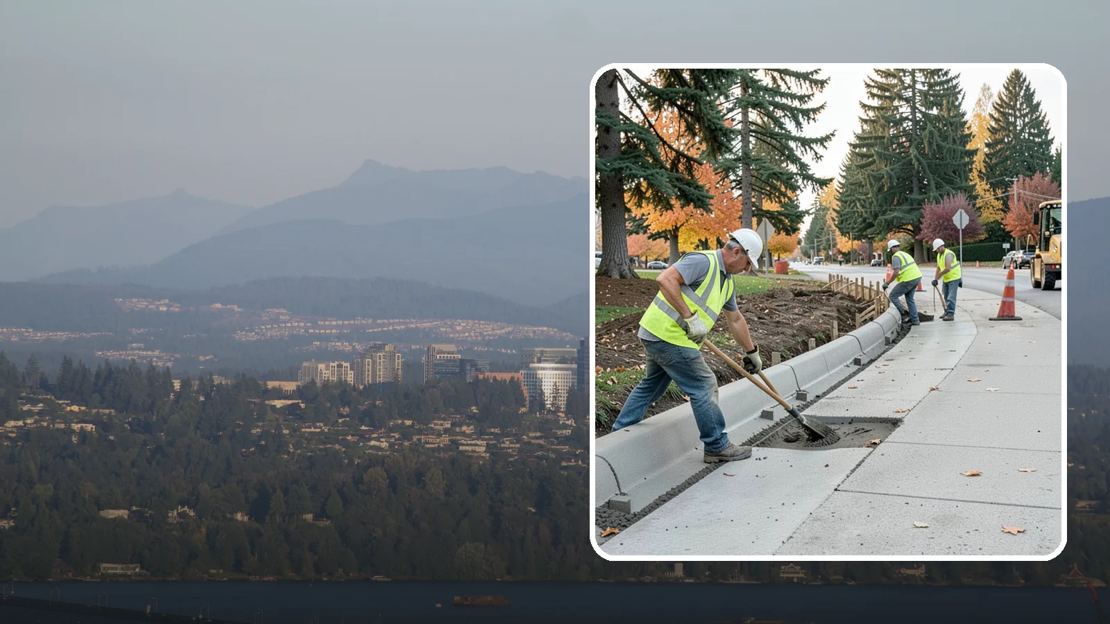 Curb Repairs in Medina, King County, WA - Curb and gutter repairs that restore drainage flow lines, edge protection, and roadway definition.