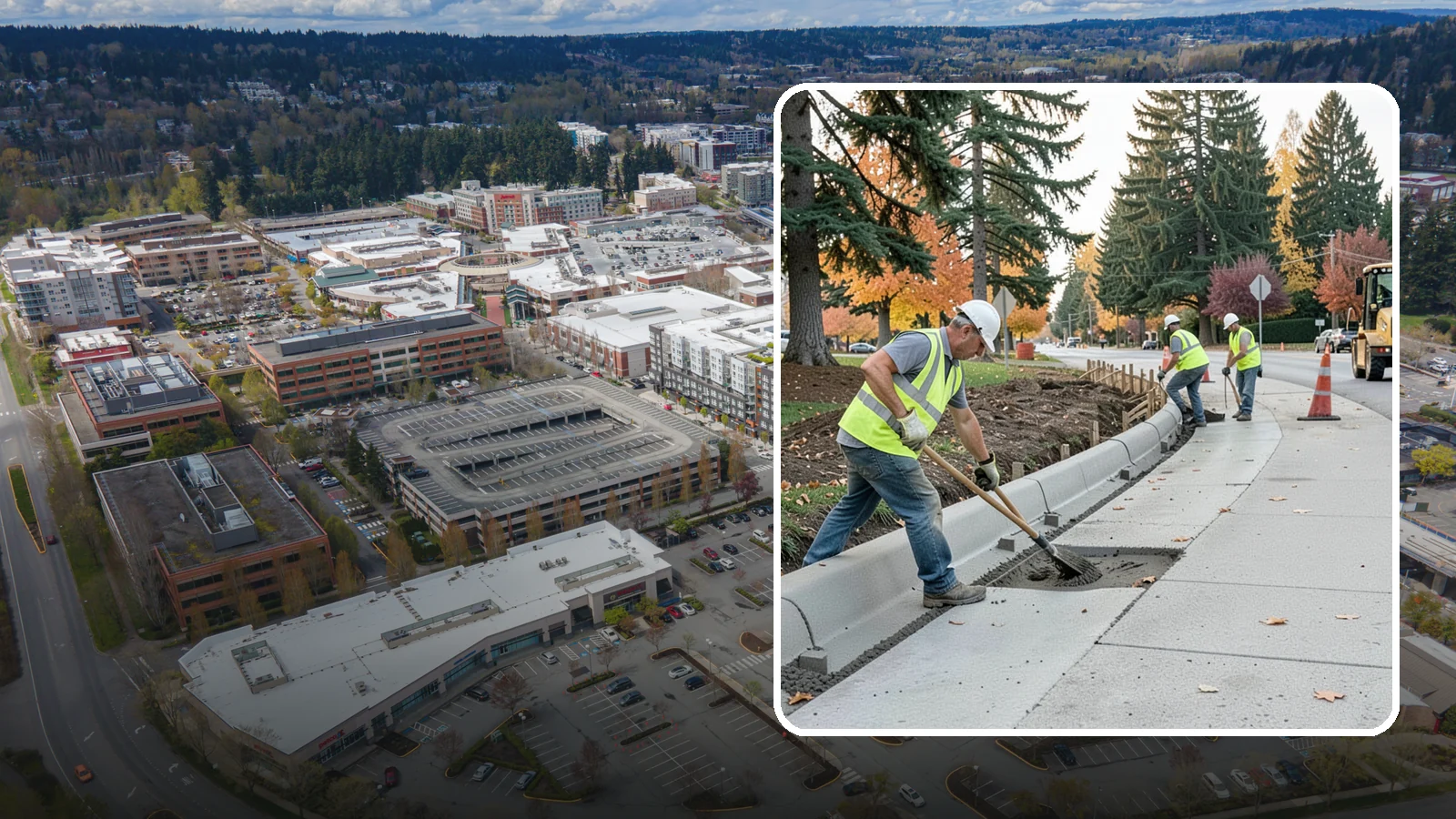 Curb Repairs in Redmond, King County, WA - Curb and gutter repairs that restore drainage flow lines, edge protection, and roadway definition.