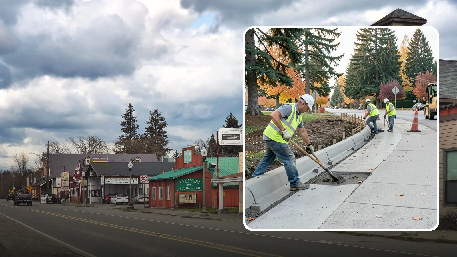 Curb Repairs in Roy, Pierce County, WA - Curb and gutter repairs that restore drainage flow lines, edge protection, and roadway definition.