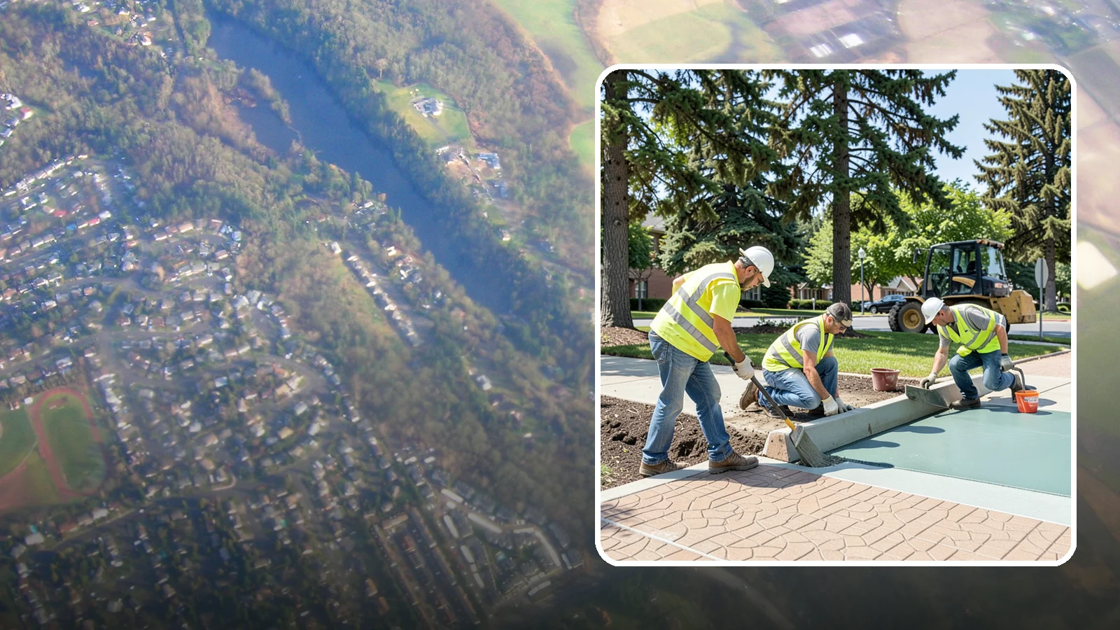 Decorative Concrete in Algona, King County, WA - We install stamped, colored, and exposed-aggregate concrete for plazas, crosswalks, and civic gathering spaces.