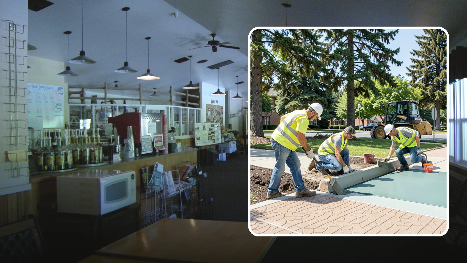 Decorative Concrete in Black Diamond, King County, WA - We install stamped, colored, and exposed-aggregate concrete for plazas, crosswalks, and civic gathering spaces.