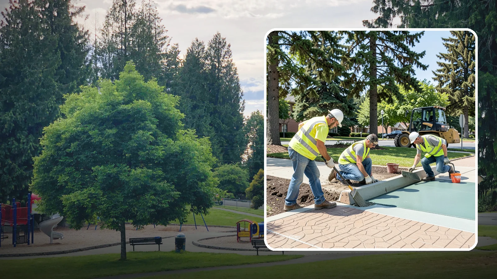 Decorative Concrete in Bonney Lake, Pierce County, WA - We install stamped, colored, and exposed-aggregate concrete for plazas, crosswalks, and civic gathering spaces.