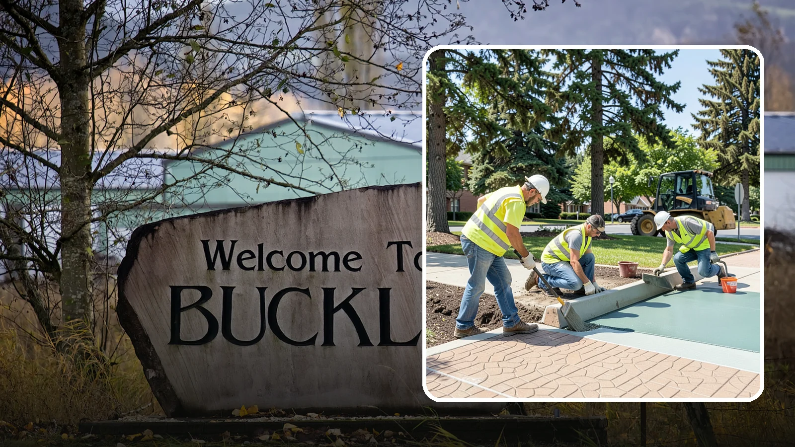 Decorative Concrete in Buckley, Pierce County, WA - We install stamped, colored, and exposed-aggregate concrete for plazas, crosswalks, and civic gathering spaces.