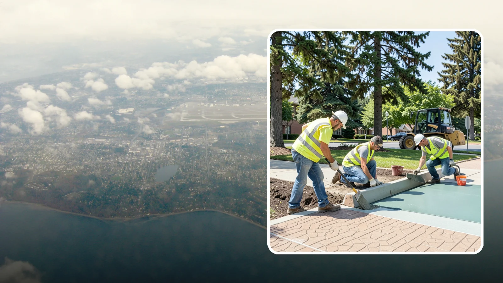 Decorative Concrete in Burien, King County, WA - We install stamped, colored, and exposed-aggregate concrete for plazas, crosswalks, and civic gathering spaces.
