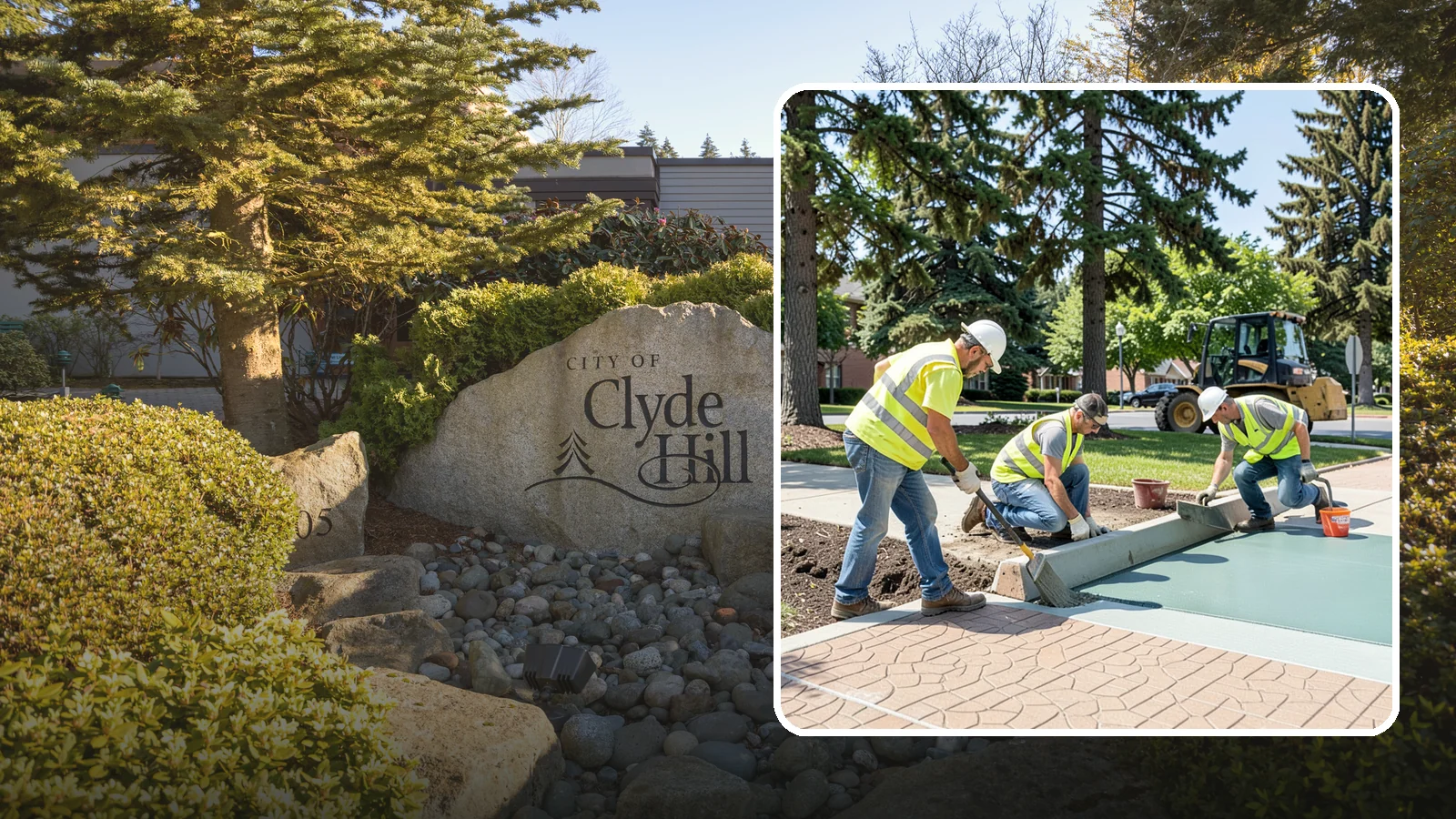 Decorative Concrete in Clyde Hill, King County, WA - We install stamped, colored, and exposed-aggregate concrete for plazas, crosswalks, and civic gathering spaces.