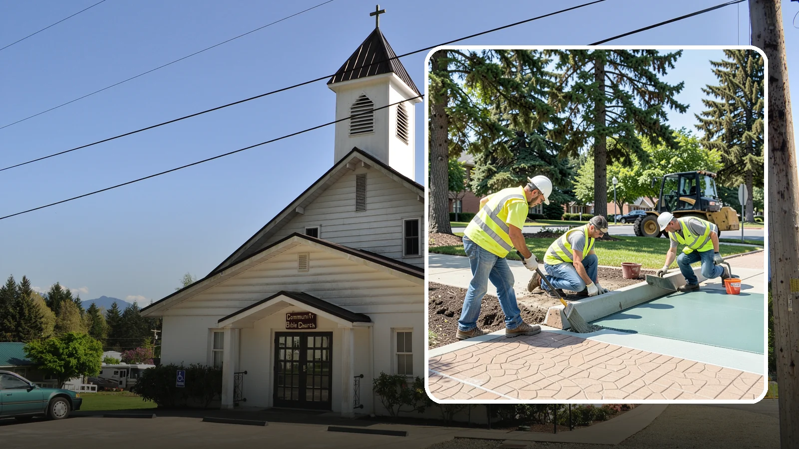 Decorative Concrete in Concrete, Skagit County, WA - We install stamped, colored, and exposed-aggregate concrete for plazas, crosswalks, and civic gathering spaces.