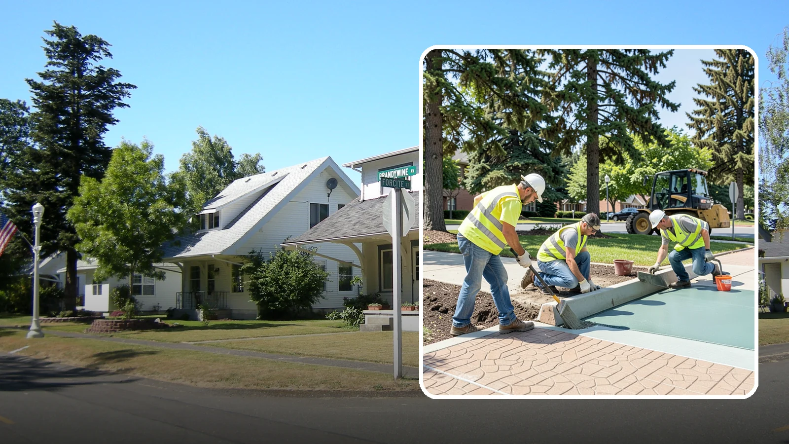Decorative Concrete in DuPont, Pierce County, WA - We install stamped, colored, and exposed-aggregate concrete for plazas, crosswalks, and civic gathering spaces.