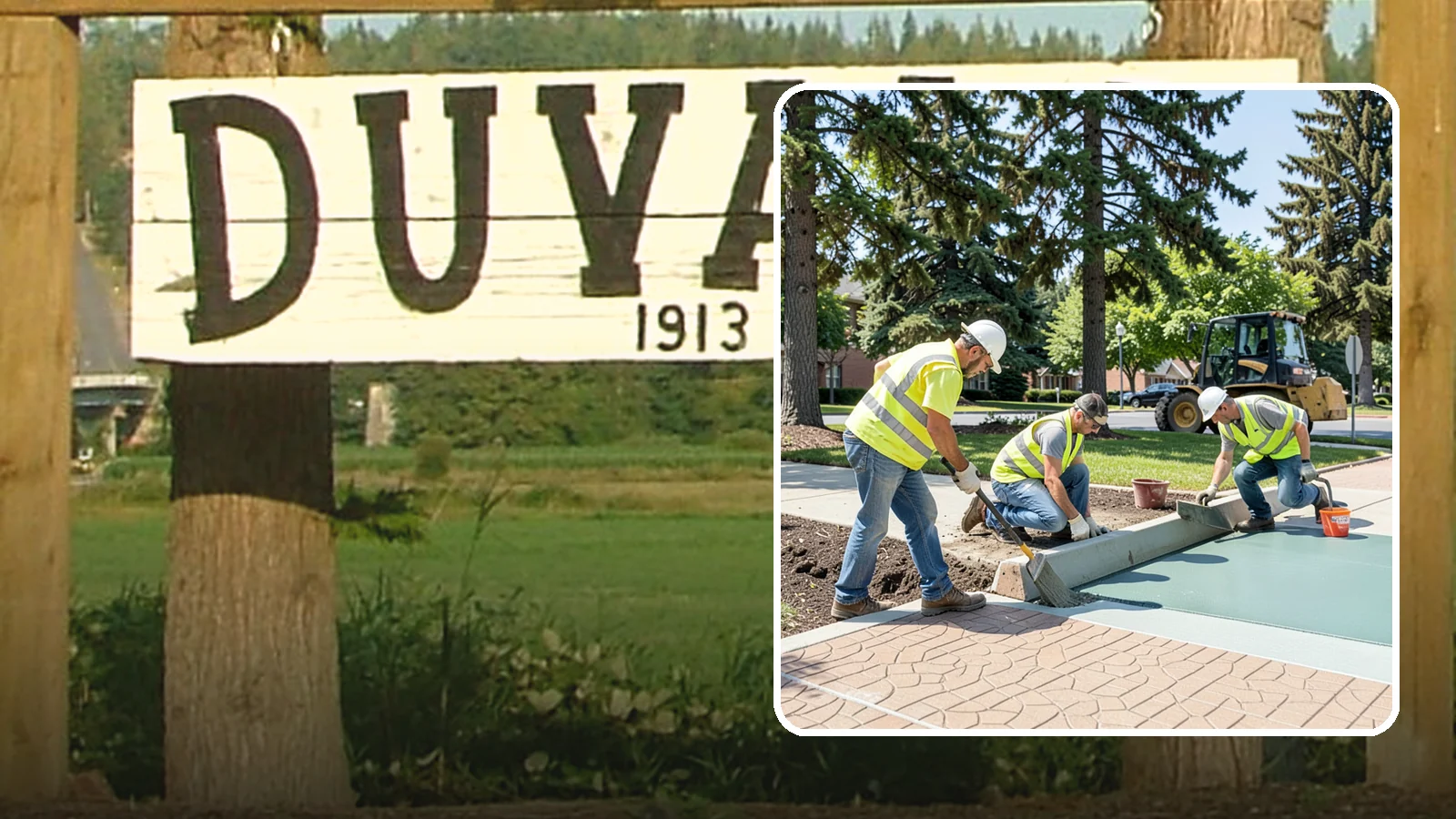 Decorative Concrete in Duvall, King County, WA - We install stamped, colored, and exposed-aggregate concrete for plazas, crosswalks, and civic gathering spaces.
