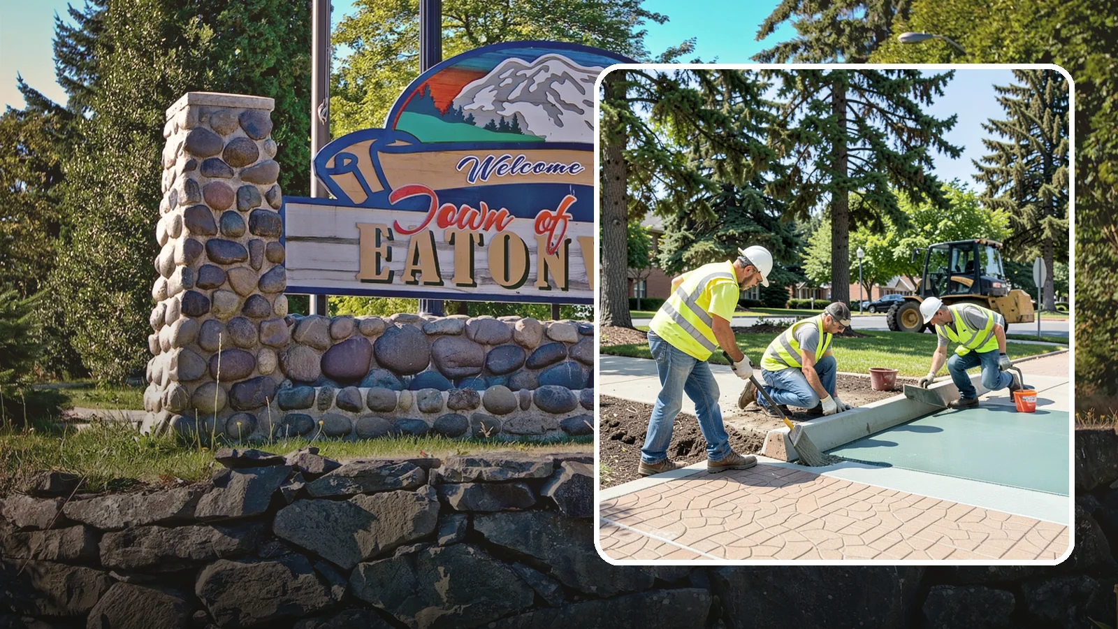 Decorative Concrete in Eatonville, Pierce County, WA - We install stamped, colored, and exposed-aggregate concrete for plazas, crosswalks, and civic gathering spaces.