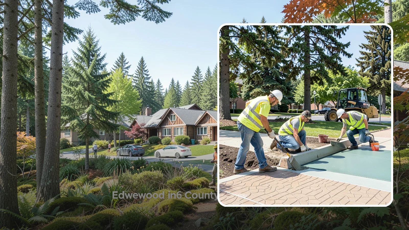 Decorative Concrete in Edgewood, Pierce County, WA - We install stamped, colored, and exposed-aggregate concrete for plazas, crosswalks, and civic gathering spaces.