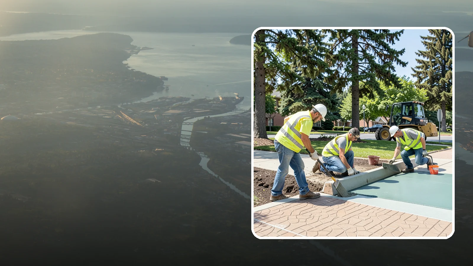 Decorative Concrete in Fife, Pierce County, WA - We install stamped, colored, and exposed-aggregate concrete for plazas, crosswalks, and civic gathering spaces.