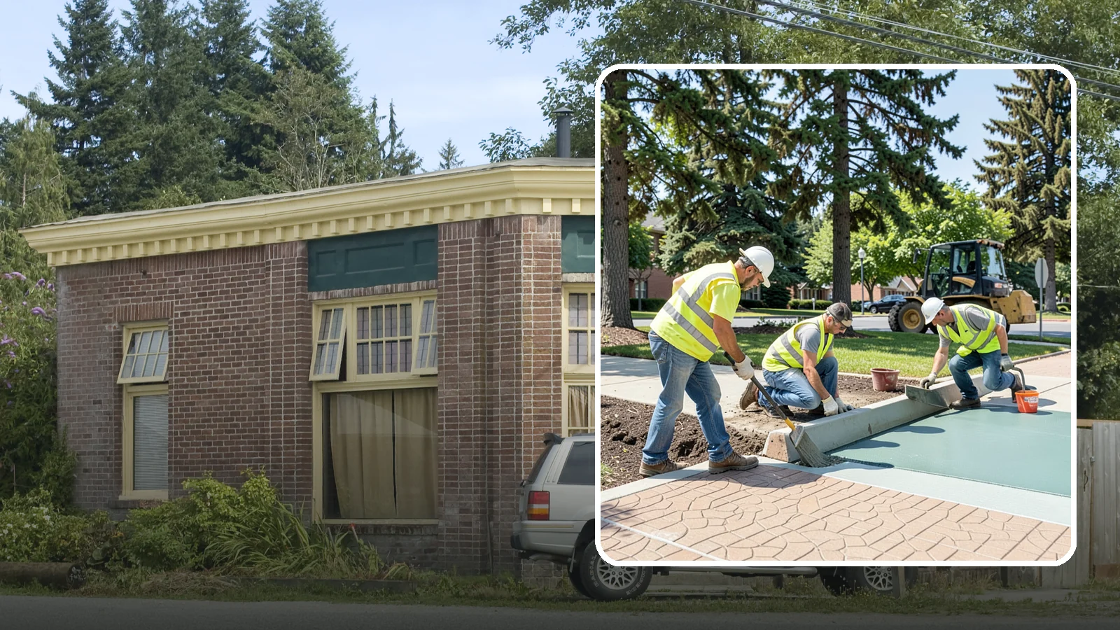 Decorative Concrete in Hamilton, Skagit County, WA - We install stamped, colored, and exposed-aggregate concrete for plazas, crosswalks, and civic gathering spaces.