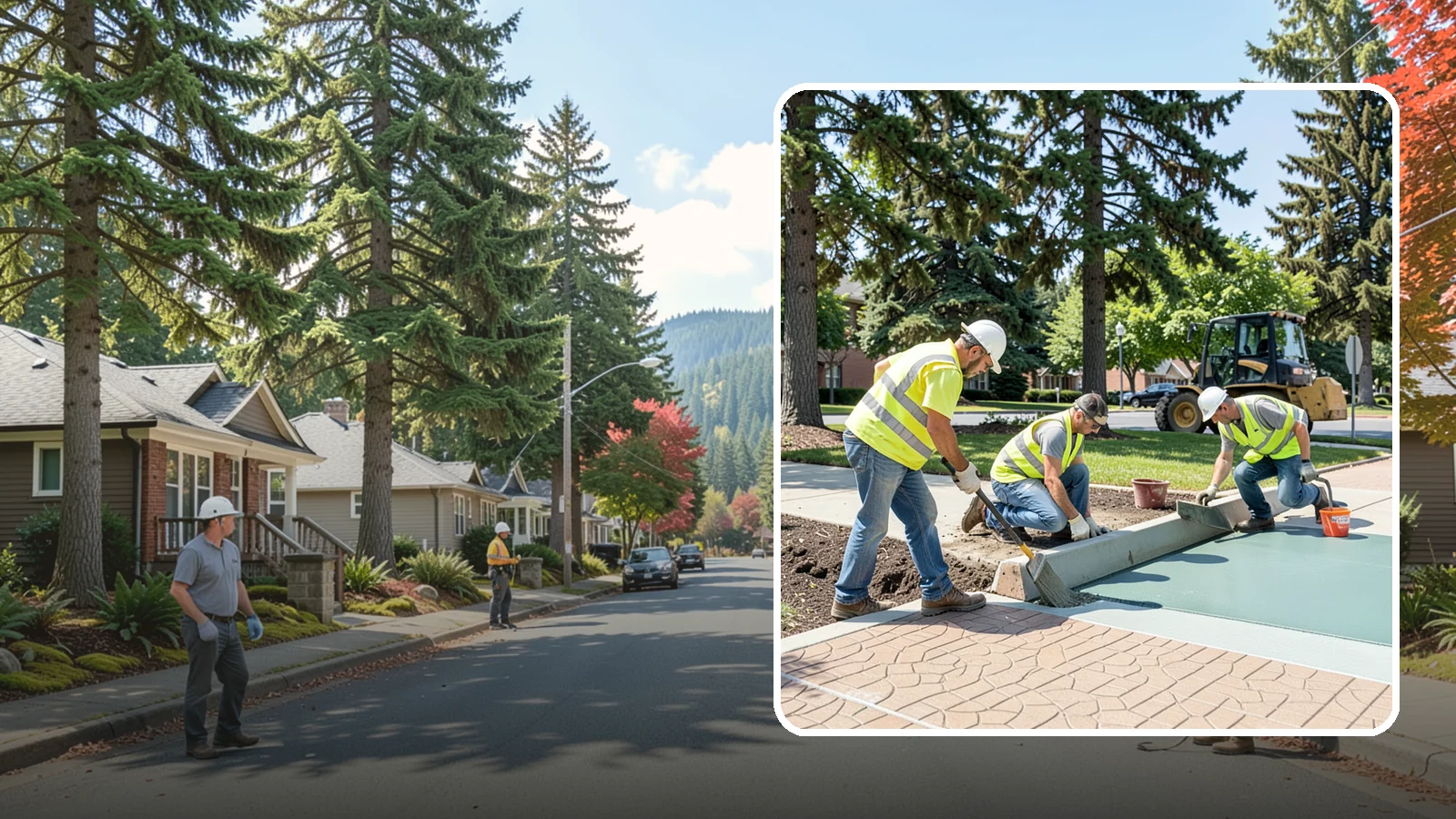 Decorative Concrete in Hunts Point, King County, WA - We install stamped, colored, and exposed-aggregate concrete for plazas, crosswalks, and civic gathering spaces.