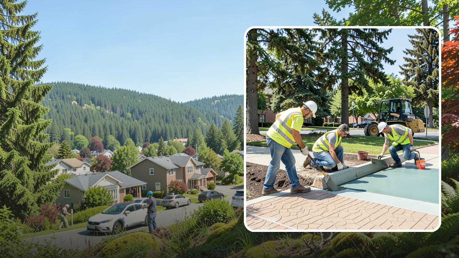 Decorative Concrete in Index, Snohomish County, WA - We install stamped, colored, and exposed-aggregate concrete for plazas, crosswalks, and civic gathering spaces.