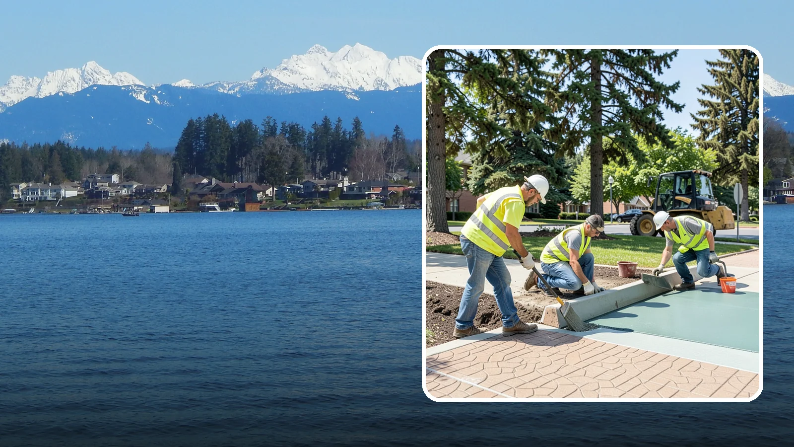 Decorative Concrete in Lake Stevens, Snohomish County, WA - We install stamped, colored, and exposed-aggregate concrete for plazas, crosswalks, and civic gathering spaces.
