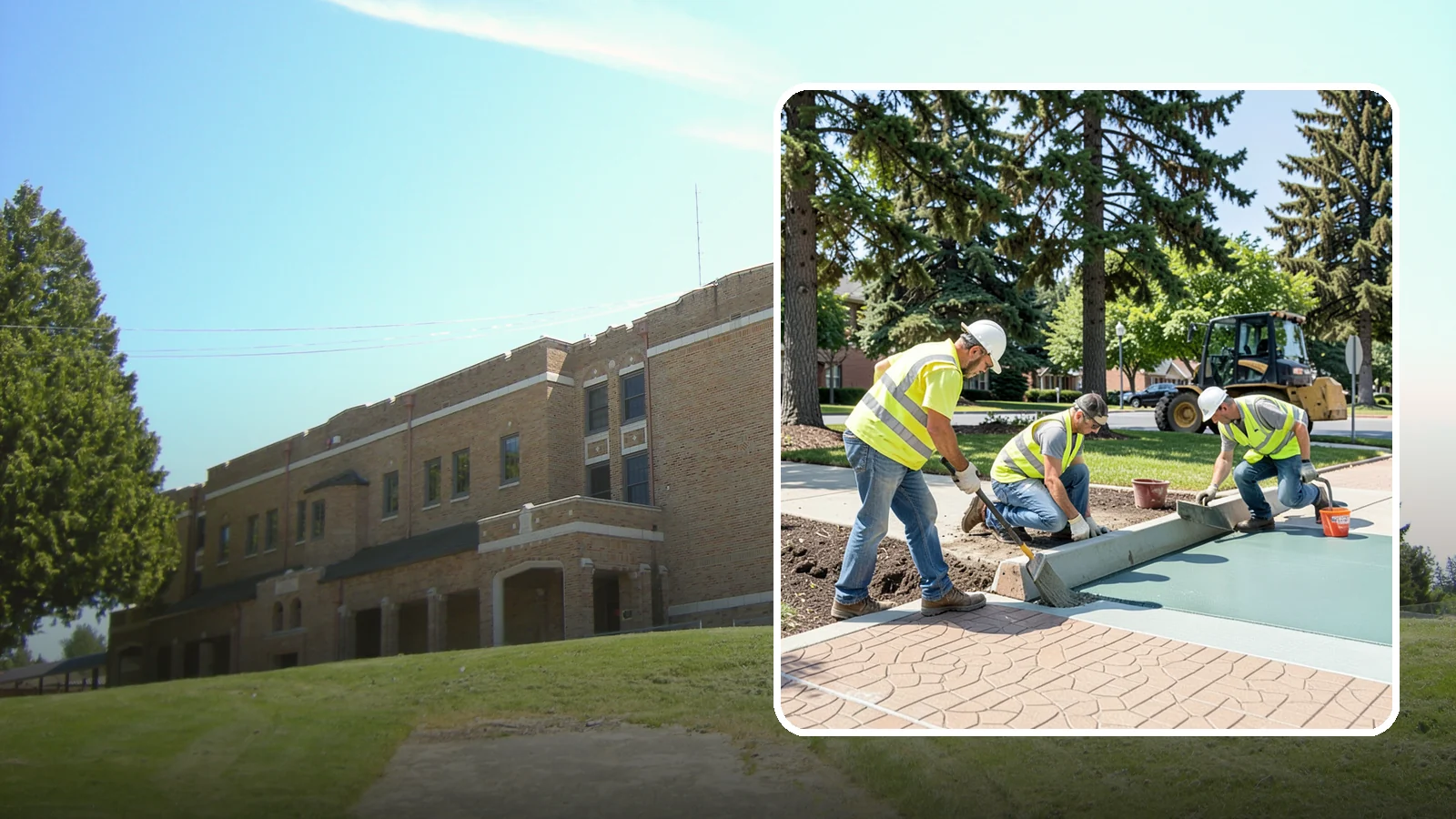 Decorative Concrete in Maple Valley, King County, WA - We install stamped, colored, and exposed-aggregate concrete for plazas, crosswalks, and civic gathering spaces.