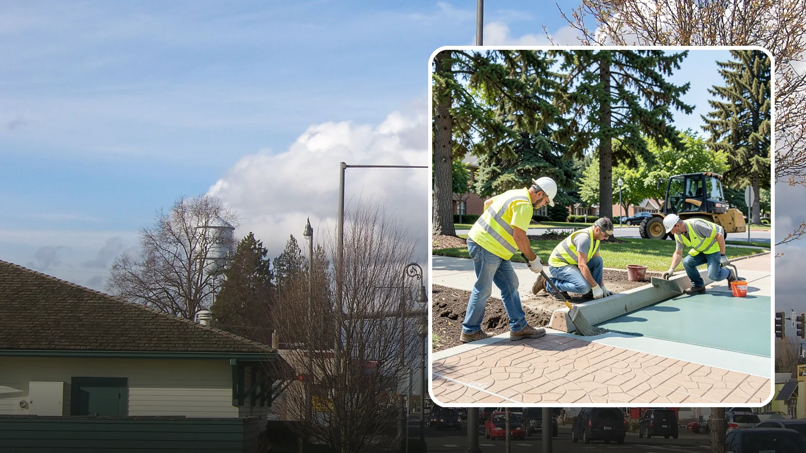Decorative Concrete in Marysville, Snohomish County, WA - We install stamped, colored, and exposed-aggregate concrete for plazas, crosswalks, and civic gathering spaces.