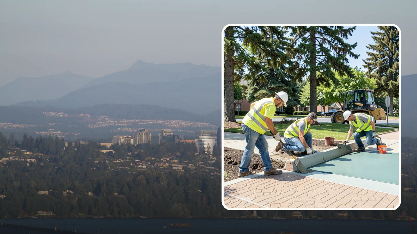 Decorative Concrete in Medina, King County, WA - We install stamped, colored, and exposed-aggregate concrete for plazas, crosswalks, and civic gathering spaces.