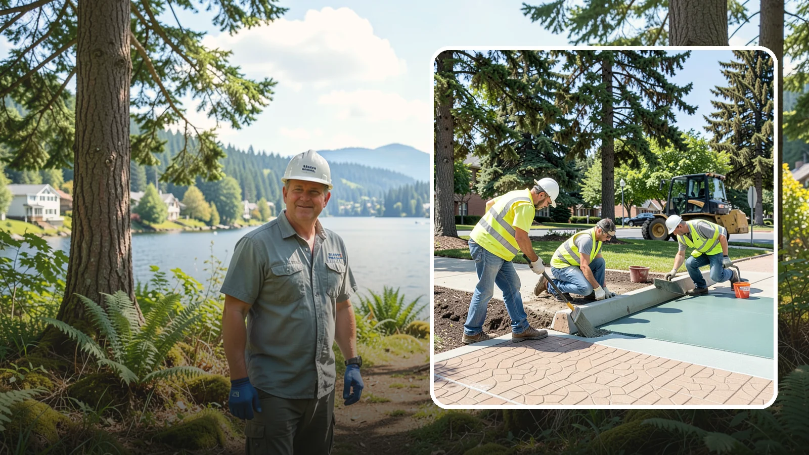 Decorative Concrete in Milton, King County, WA - We install stamped, colored, and exposed-aggregate concrete for plazas, crosswalks, and civic gathering spaces.