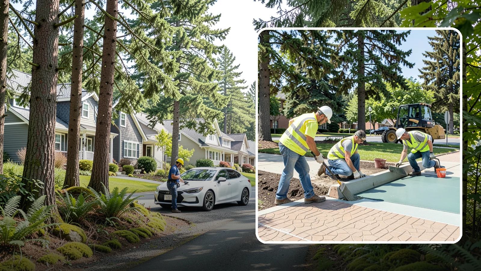 Decorative Concrete in Normandy Park, King County, WA - We install stamped, colored, and exposed-aggregate concrete for plazas, crosswalks, and civic gathering spaces.