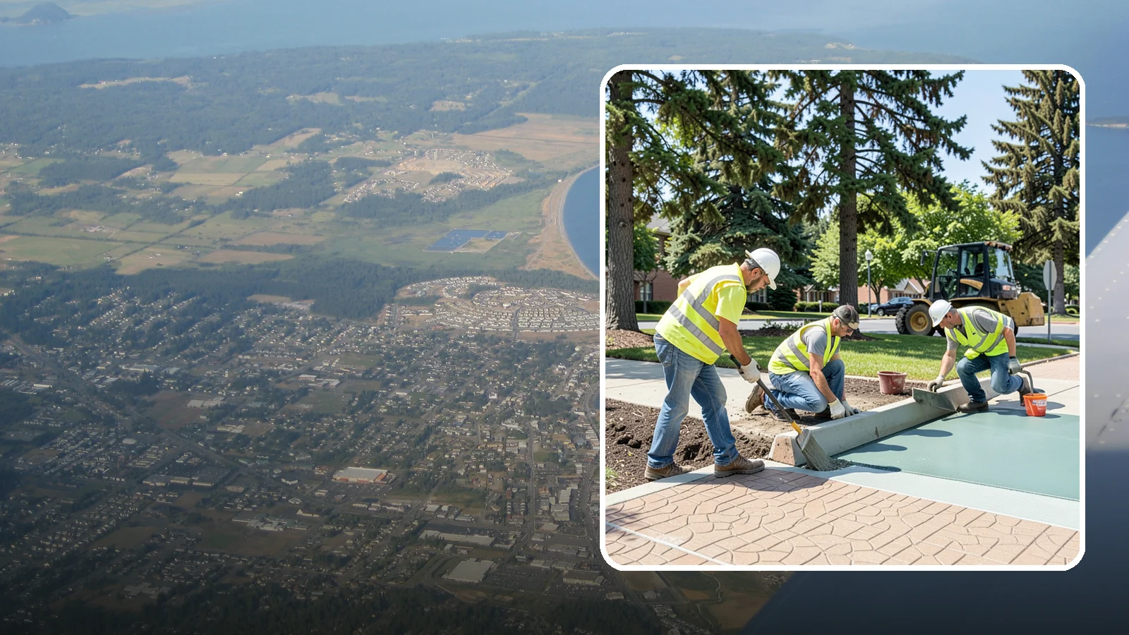 Decorative Concrete in Oak Harbor, Island County, WA - We install stamped, colored, and exposed-aggregate concrete for plazas, crosswalks, and civic gathering spaces.