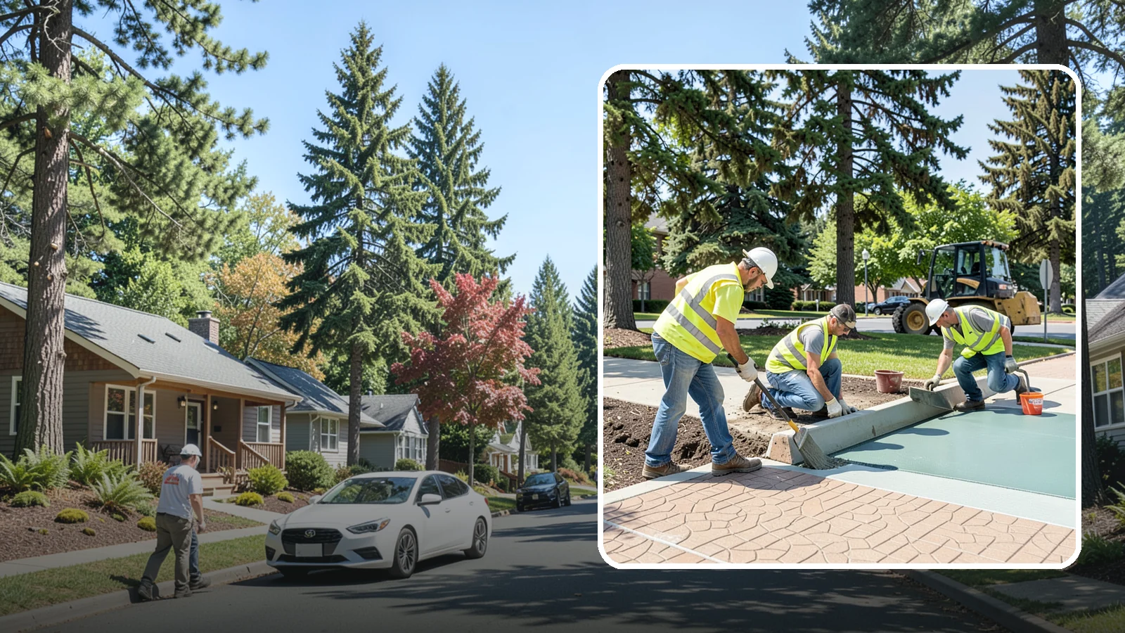 Decorative Concrete in Orting, Pierce County, WA - We install stamped, colored, and exposed-aggregate concrete for plazas, crosswalks, and civic gathering spaces.