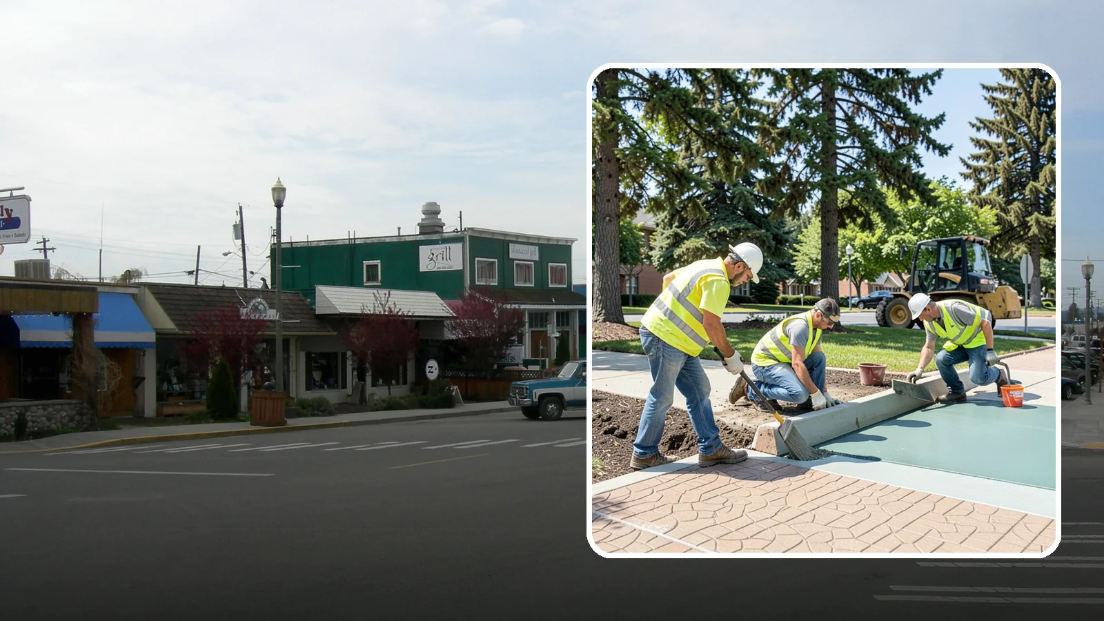 Decorative Concrete in Stanwood, Snohomish County, WA - We install stamped, colored, and exposed-aggregate concrete for plazas, crosswalks, and civic gathering spaces.