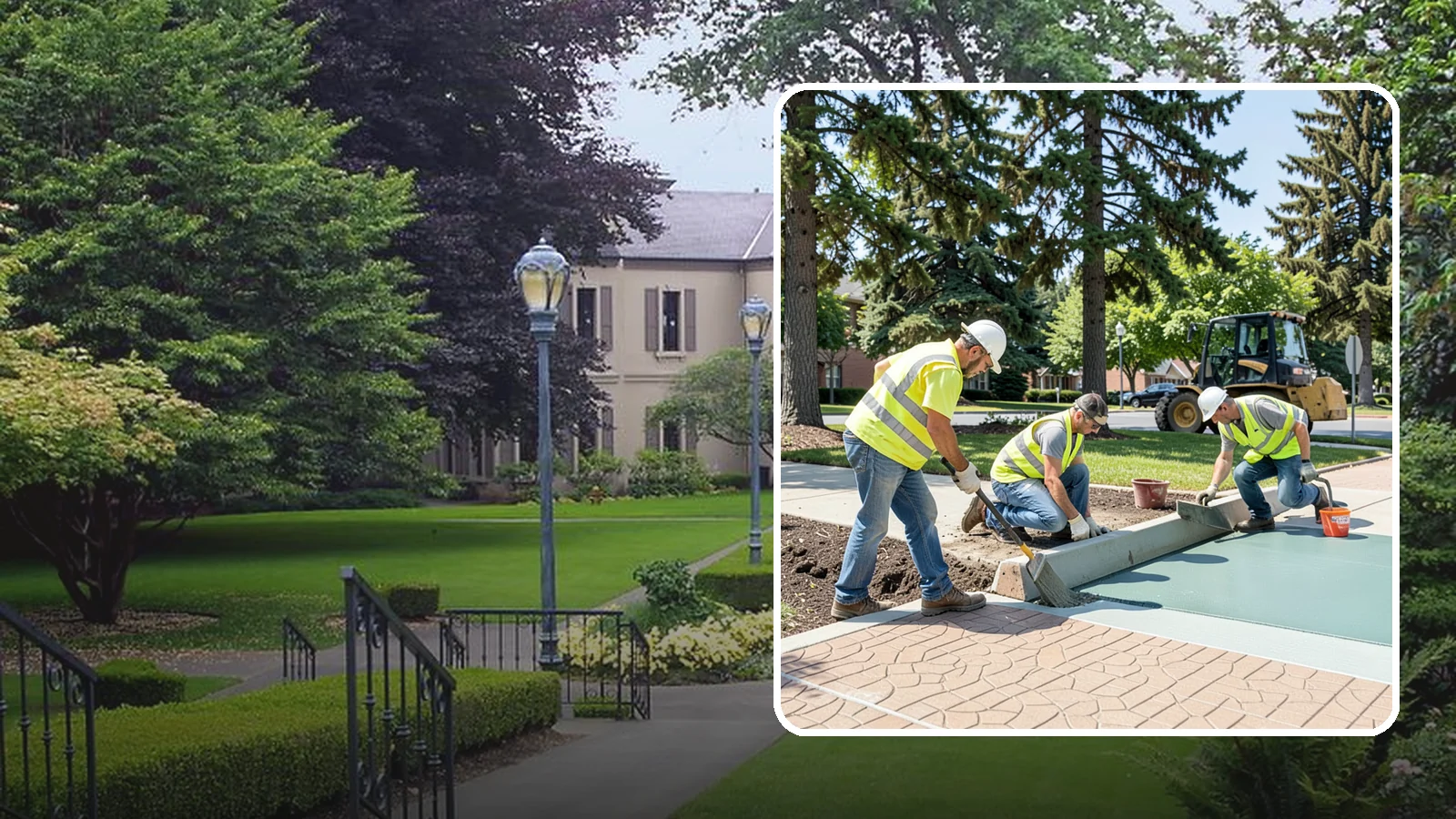 Decorative Concrete in Woodinville, King County, WA - We install stamped, colored, and exposed-aggregate concrete for plazas, crosswalks, and civic gathering spaces.