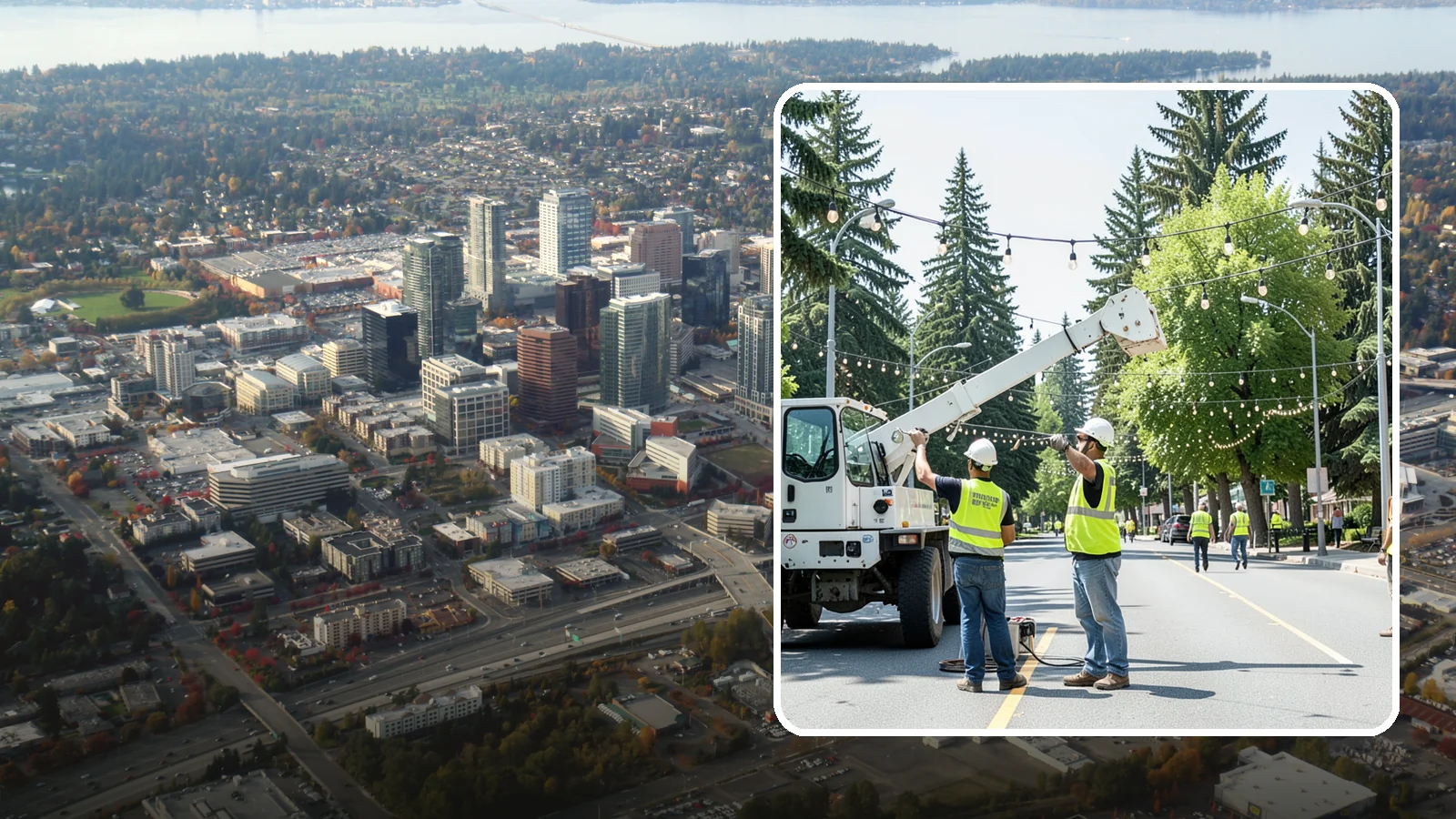Decorative Lighting in Bellevue, King County, WA - Installation and upkeep of accent and decorative lighting that enhances public plazas, trees, and landmarks.