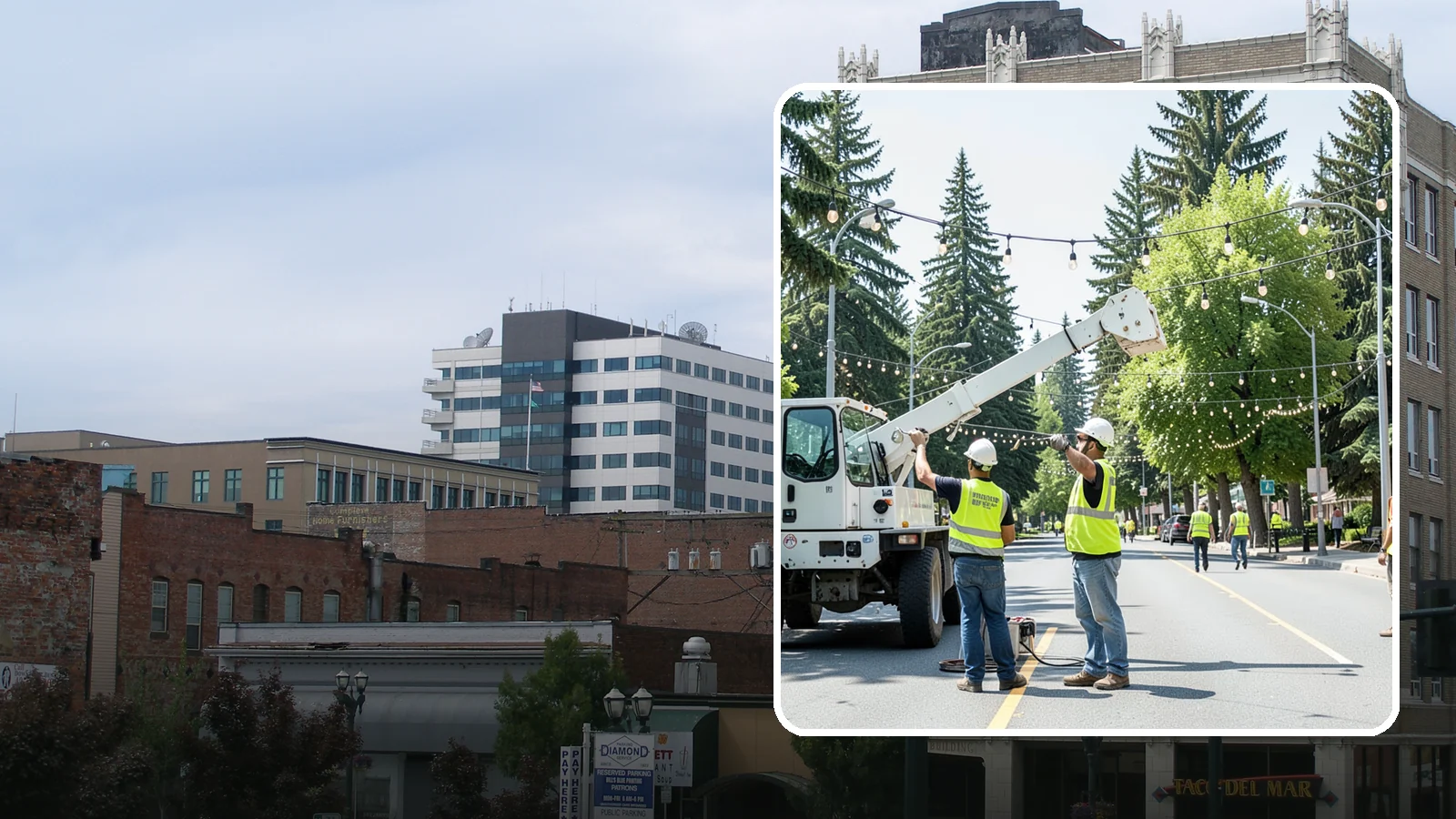 Decorative Lighting in Everett, Snohomish County, WA - Installation and upkeep of accent and decorative lighting that enhances public plazas, trees, and landmarks.