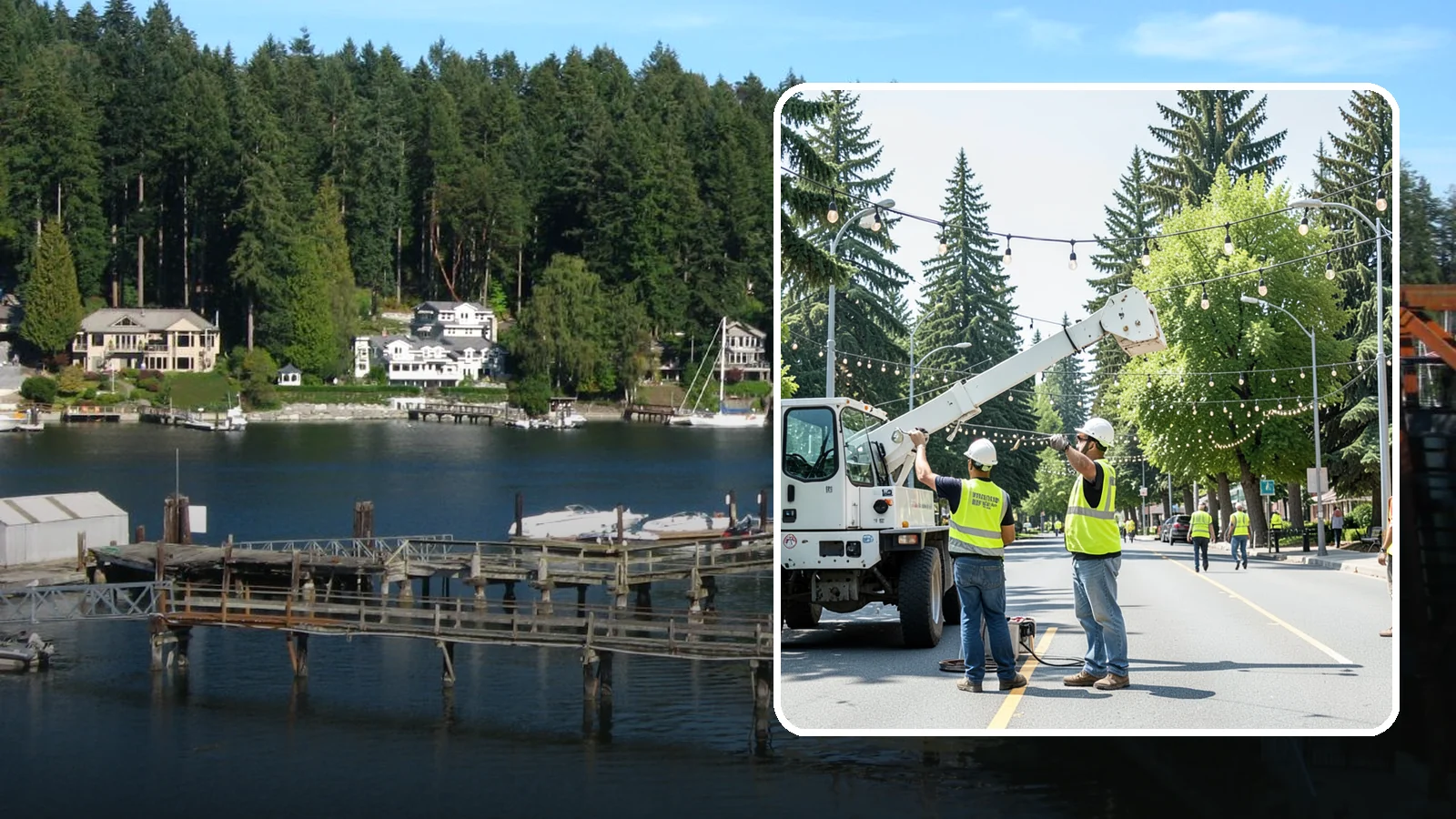 Decorative Lighting in Gig Harbor, Pierce County, WA - Installation and upkeep of accent and decorative lighting that enhances public plazas, trees, and landmarks.