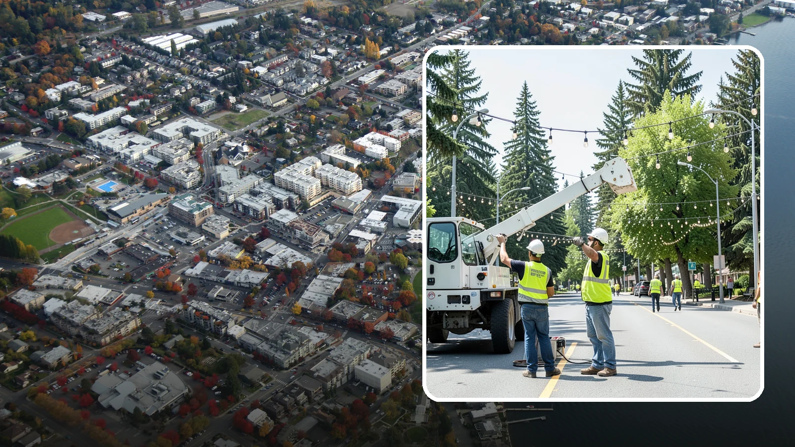 Decorative Lighting in Kirkland, King County, WA - Installation and upkeep of accent and decorative lighting that enhances public plazas, trees, and landmarks.