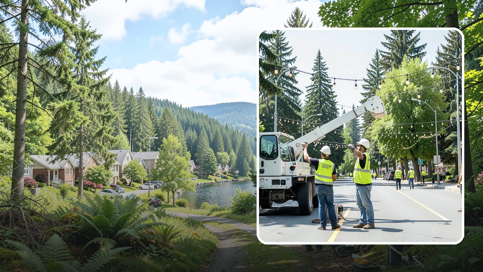Decorative Lighting in Lake Forest Park, King County, WA - Installation and upkeep of accent and decorative lighting that enhances public plazas, trees, and landmarks.