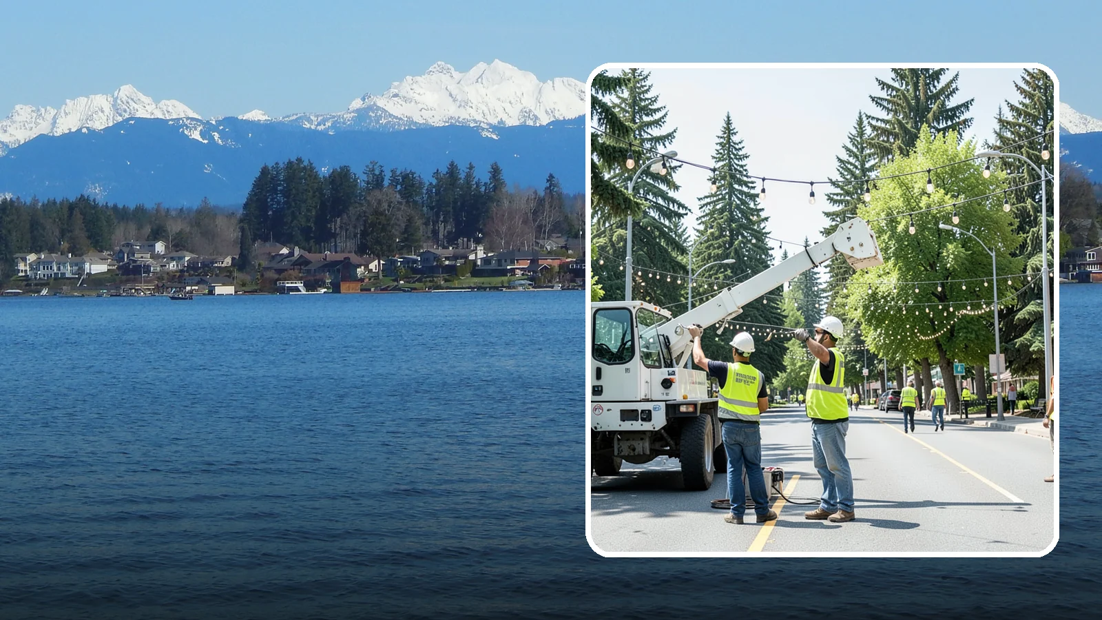 Decorative Lighting in Lake Stevens, Snohomish County, WA - Installation and upkeep of accent and decorative lighting that enhances public plazas, trees, and landmarks.